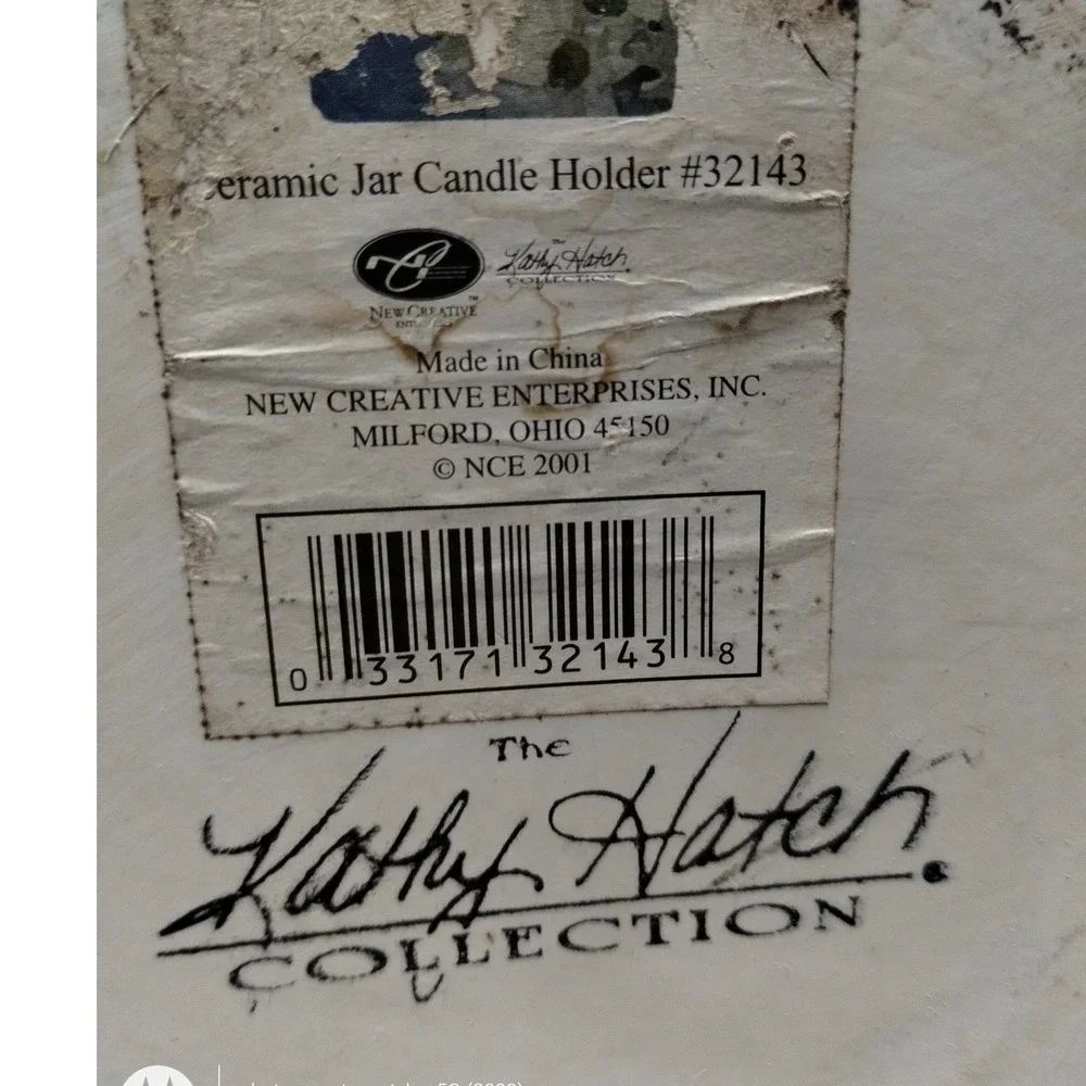 Kathy Hatch Collection Ceramic Jar Candle Holder Shade Daisy Floral Green 32143